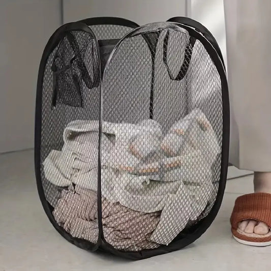 Grand panier à linge en filet, pliable et pop-up